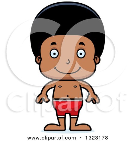 Clipart of a Cartoon Happy Black Swimmer Boy - Royalty Free Vector Illustration by Cory Thoman