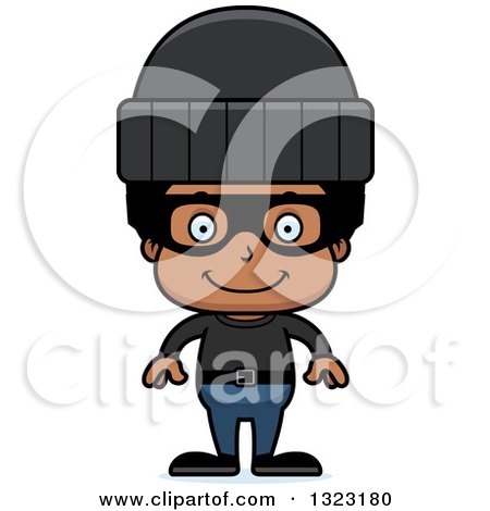 Clipart of a Cartoon Happy Black Boy Robber - Royalty Free Vector Illustration by Cory Thoman