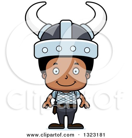 Clipart of a Cartoon Happy Black Boy Viking - Royalty Free Vector Illustration by Cory Thoman