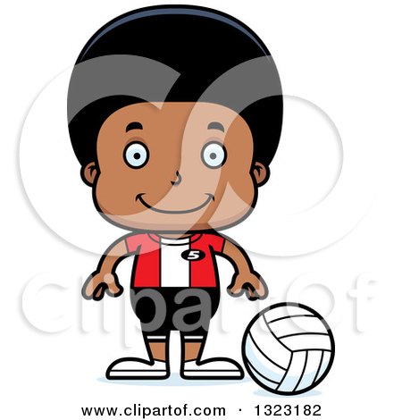 Clipart of a Cartoon Happy Black Boy Volleyball Player - Royalty Free Vector Illustration by Cory Thoman