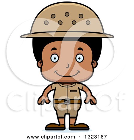 Clipart of a Cartoon Happy Black Boy Zookeeper - Royalty Free Vector Illustration by Cory Thoman