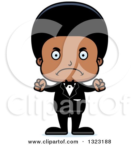 Clipart of a Cartoon Mad Black Boy Groom - Royalty Free Vector Illustration by Cory Thoman