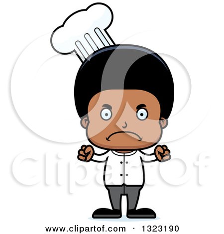 Clipart of a Cartoon Mad Black Boy Chef - Royalty Free Vector Illustration by Cory Thoman