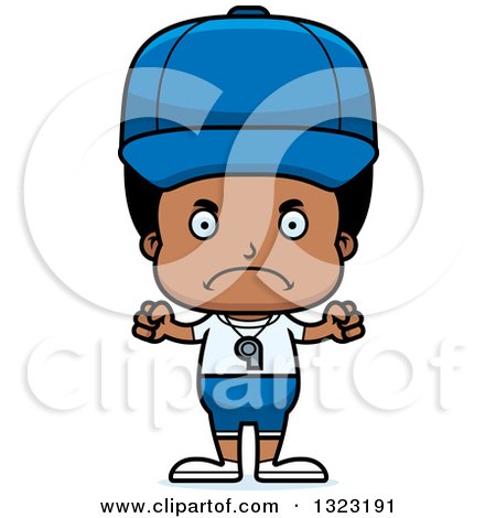 Clipart of a Cartoon Mad Black Boy Sports Coach - Royalty Free Vector Illustration by Cory Thoman