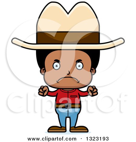 Clipart of a Cartoon Mad Black Cowboy - Royalty Free Vector Illustration by Cory Thoman
