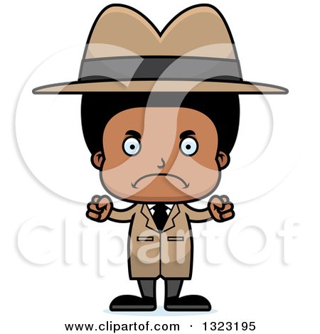 Clipart of a Cartoon Mad Black Boy Detective - Royalty Free Vector Illustration by Cory Thoman