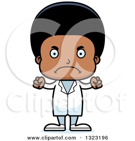 Clipart of a Cartoon Mad Black Boy Doctor - Royalty Free Vector Illustration by Cory Thoman