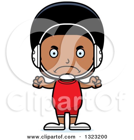Clipart of a Cartoon Mad Black Boy Wrestler - Royalty Free Vector Illustration by Cory Thoman