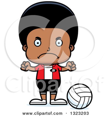 Clipart of a Cartoon Mad Black Boy Volleyball Player - Royalty Free Vector Illustration by Cory Thoman