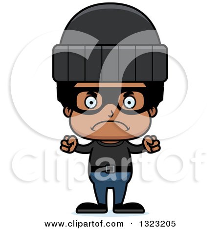 Clipart of a Cartoon Mad Black Boy Robber - Royalty Free Vector Illustration by Cory Thoman