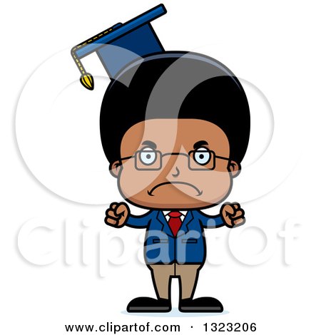 Clipart of a Cartoon Mad Black Boy Professor - Royalty Free Vector Illustration by Cory Thoman