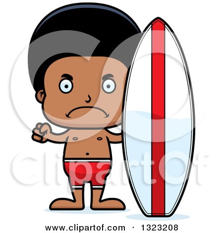 Clipart of a Cartoon Mad Black Surfer Boy - Royalty Free Vector Illustration by Cory Thoman