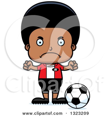 Clipart of a Cartoon Mad Black Boy Soccer Player - Royalty Free Vector Illustration by Cory Thoman
