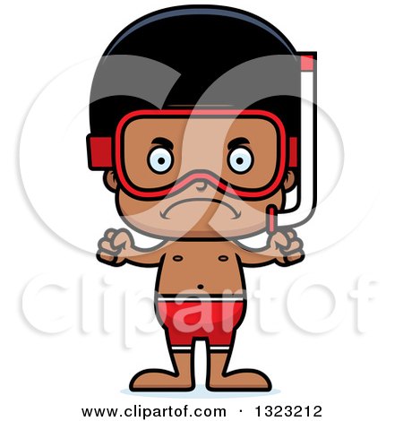 Clipart of a Cartoon Mad Black Boy in Snorkel Gear - Royalty Free Vector Illustration by Cory Thoman