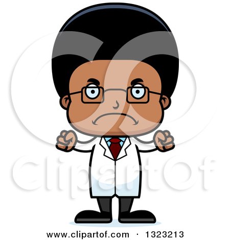 Clipart of a Cartoon Mad Black Boy Scientist - Royalty Free Vector Illustration by Cory Thoman