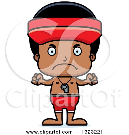 Clipart of a Cartoon Mad Black Boy Lifeguard - Royalty Free Vector Illustration by Cory Thoman
