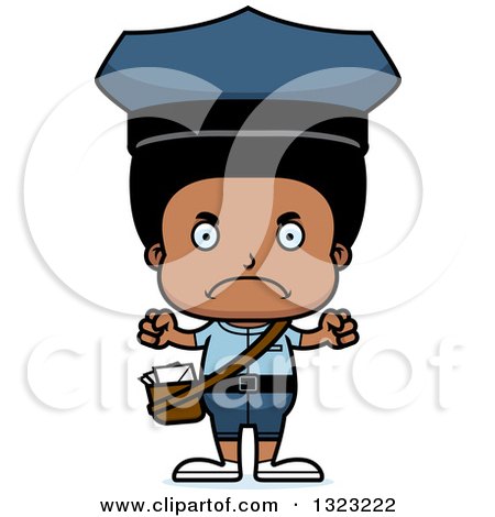 Clipart of a Cartoon Mad Black Boy Mailman - Royalty Free Vector Illustration by Cory Thoman