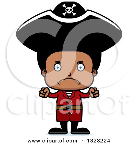 Clipart of a Cartoon Mad Black Boy Pirate - Royalty Free Vector Illustration by Cory Thoman