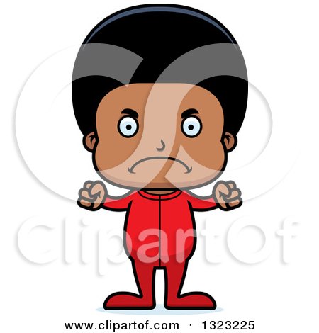 Clipart of a Cartoon Mad Black Boy Wearing Pajamas - Royalty Free Vector Illustration by Cory Thoman