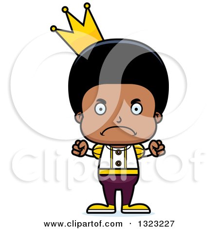 Clipart of a Cartoon Mad Black Boy Prince - Royalty Free Vector Illustration by Cory Thoman