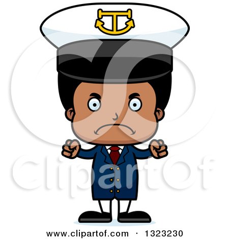 Clipart of a Cartoon Mad Black Boy Captain - Royalty Free Vector Illustration by Cory Thoman