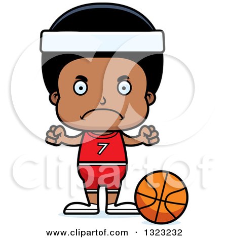 Clipart of a Cartoon Mad Black Boy Basketball Player - Royalty Free Vector Illustration by Cory Thoman