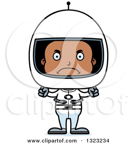 Clipart of a Cartoon Mad Black Boy Astronaut - Royalty Free Vector Illustration by Cory Thoman