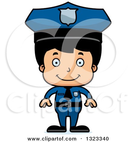Clipart of a Cartoon Happy Hispanic Boy Police Officer - Royalty Free Vector Illustration by Cory Thoman