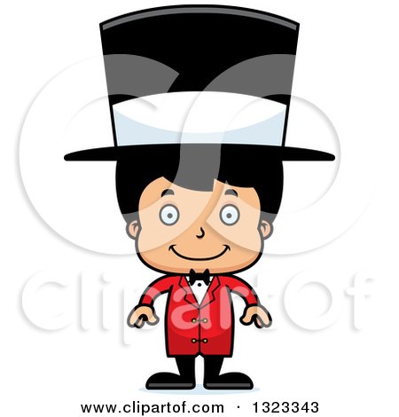 Clipart of a Cartoon Happy Hispanic Boy Circus Ringmaster - Royalty Free Vector Illustration by Cory Thoman