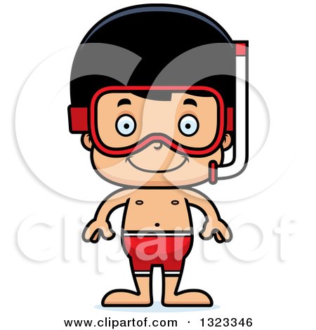 Clipart of a Cartoon Happy Hispanic Boy in Snorkel Gear - Royalty Free Vector Illustration by Cory Thoman