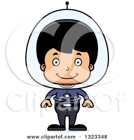 Clipart of a Cartoon Happy Hispanic Futuristic Space Boy - Royalty Free Vector Illustration by Cory Thoman