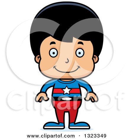 Clipart of a Cartoon Happy Hispanic Super Boy - Royalty Free Vector Illustration by Cory Thoman