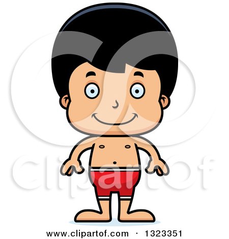 Clipart of a Cartoon Happy Hispanic Boy Swimmer - Royalty Free Vector Illustration by Cory Thoman