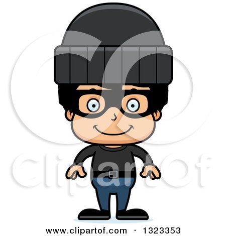 Clipart of a Cartoon Happy Hispanic Robber Boy - Royalty Free Vector Illustration by Cory Thoman