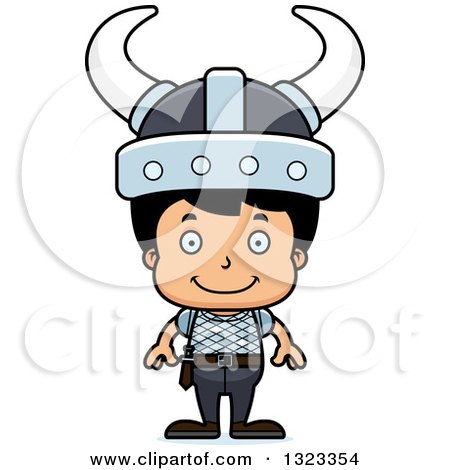 Clipart of a Cartoon Happy Hispanic Viking Boy - Royalty Free Vector Illustration by Cory Thoman