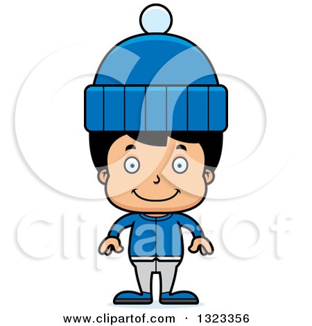 Clipart of a Cartoon Happy Hispanic Boy in Winter Clothes - Royalty Free Vector Illustration by Cory Thoman