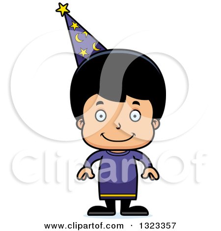 Clipart of a Cartoon Happy Hispanic Wizard Boy - Royalty Free Vector Illustration by Cory Thoman