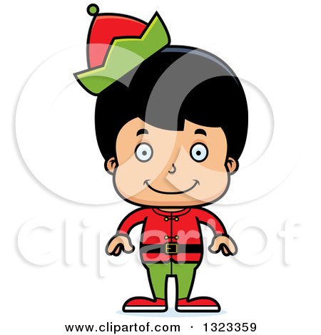 Clipart of a Cartoon Happy Hispanic Christmas Elf Boy - Royalty Free Vector Illustration by Cory Thoman