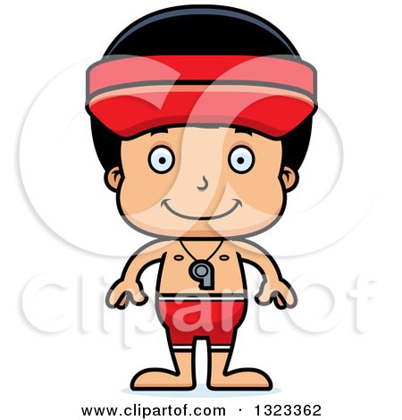 Clipart of a Cartoon Happy Hispanic Boy Lifeguard - Royalty Free Vector Illustration by Cory Thoman