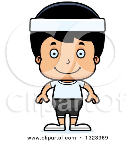Clipart of a Cartoon Happy Hispanic Fitness Boy - Royalty Free Vector Illustration by Cory Thoman