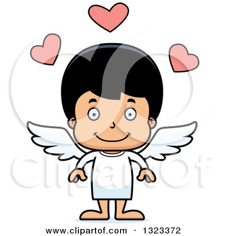 Clipart of a Cartoon Happy Hispanic Cupid Boy - Royalty Free Vector Illustration by Cory Thoman