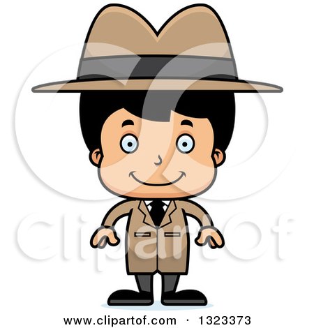 Clipart of a Cartoon Happy Hispanic Boy Detective - Royalty Free Vector Illustration by Cory Thoman