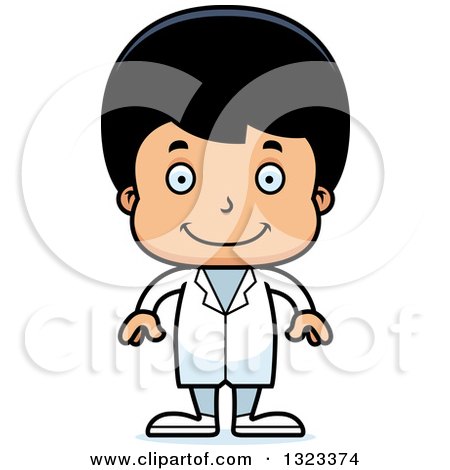 Clipart of a Cartoon Happy Hispanic Boy Doctor - Royalty Free Vector Illustration by Cory Thoman