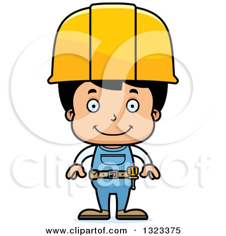 Clipart of a Cartoon Happy Hispanic Boy Construction Worker - Royalty Free Vector Illustration by Cory Thoman