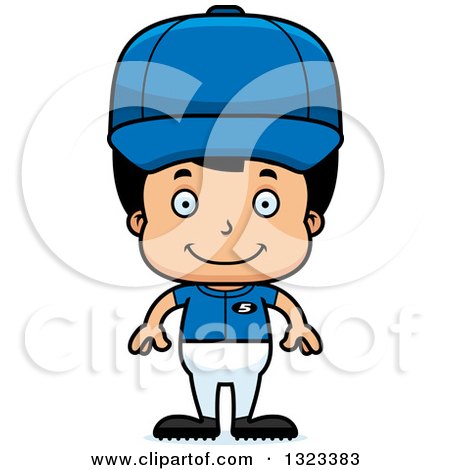 Clipart of a Cartoon Happy Hispanic Boy Baseball Player - Royalty Free Vector Illustration by Cory Thoman