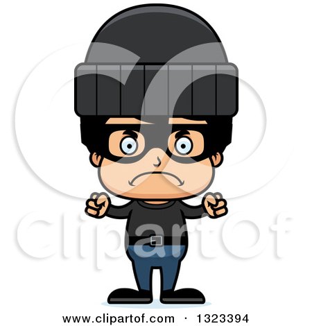 Clipart of a Cartoon Mad Hispanic Robber Boy - Royalty Free Vector Illustration by Cory Thoman