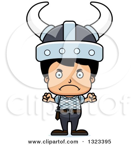 Clipart of a Cartoon Mad Hispanic Viking Boy - Royalty Free Vector Illustration by Cory Thoman