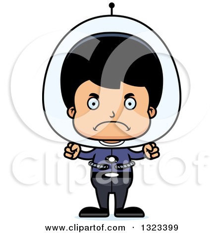 Clipart of a Cartoon Mad Hispanic Futuristic Space Boy - Royalty Free Vector Illustration by Cory Thoman