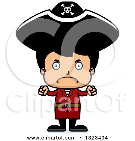 Clipart of a Cartoon Mad Hispanic Boy Pirate - Royalty Free Vector Illustration by Cory Thoman
