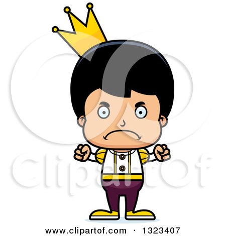 Clipart of a Cartoon Mad Hispanic Boy Prince - Royalty Free Vector Illustration by Cory Thoman